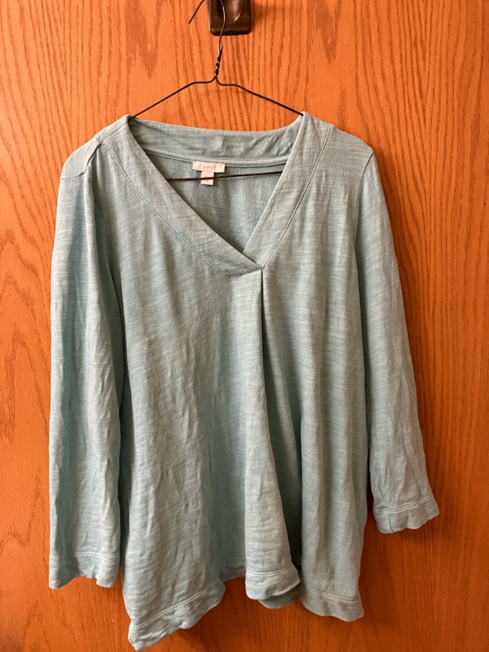 J Jill Light Seafoam V-Neck Three-Quarter Sleeve Tunic
